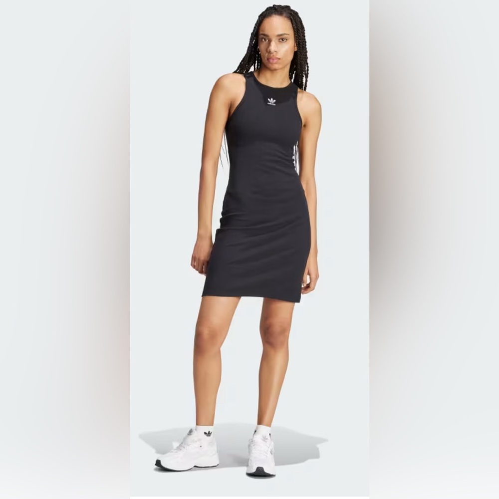 Adidas Casual Sporty Black Ribbed Tank Dress